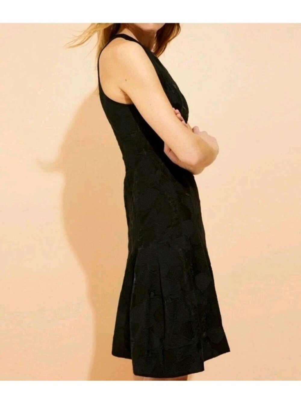HALSTON HERITAGE NWT  SLEEVELESS HIGH NECK TULIP SKIRT JACQUARD DRESS SIZE 8 - Picture 2 of 11